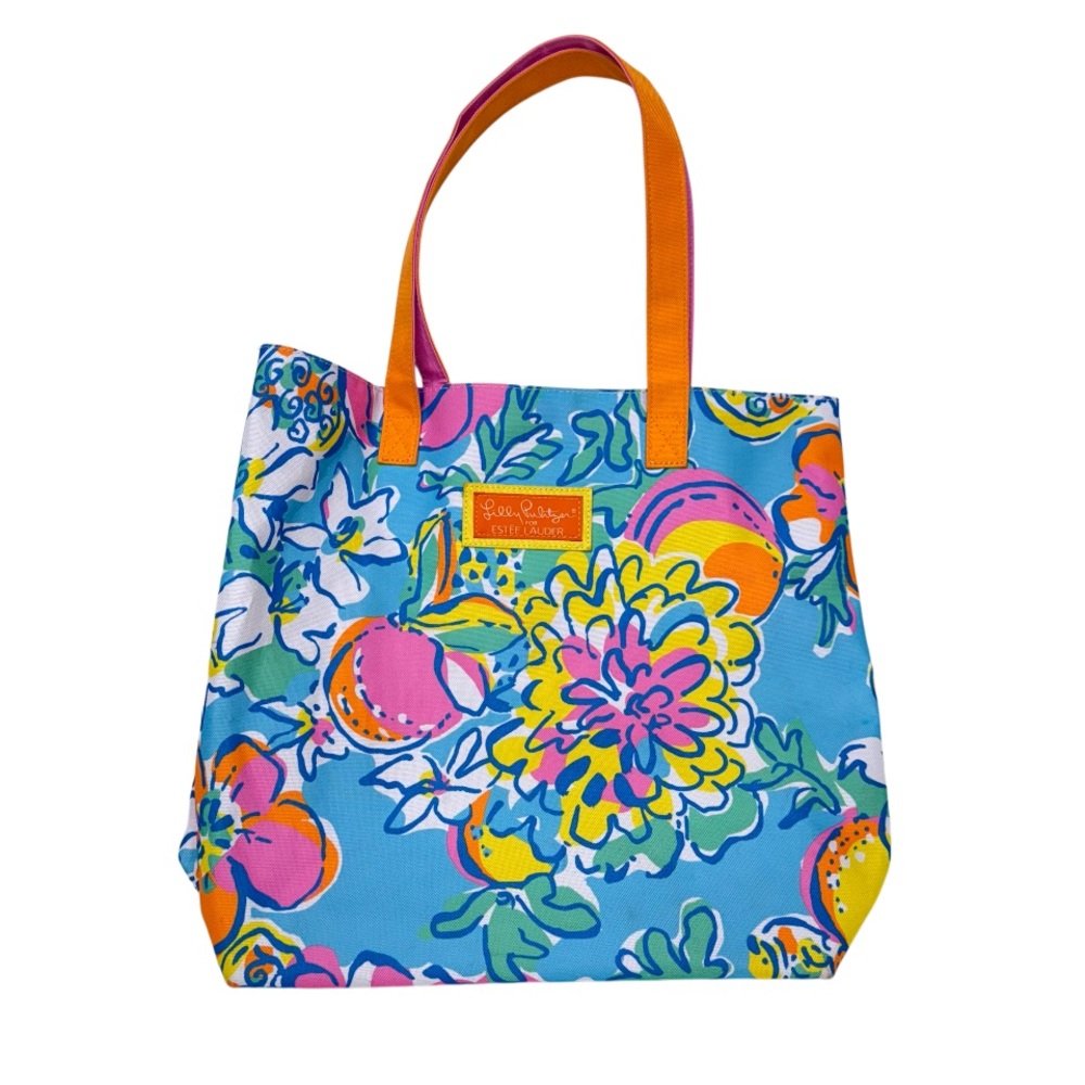Lilly Pulitzer x Estée Lauder Vibrant Colorful Floral Nylon Tote Bag